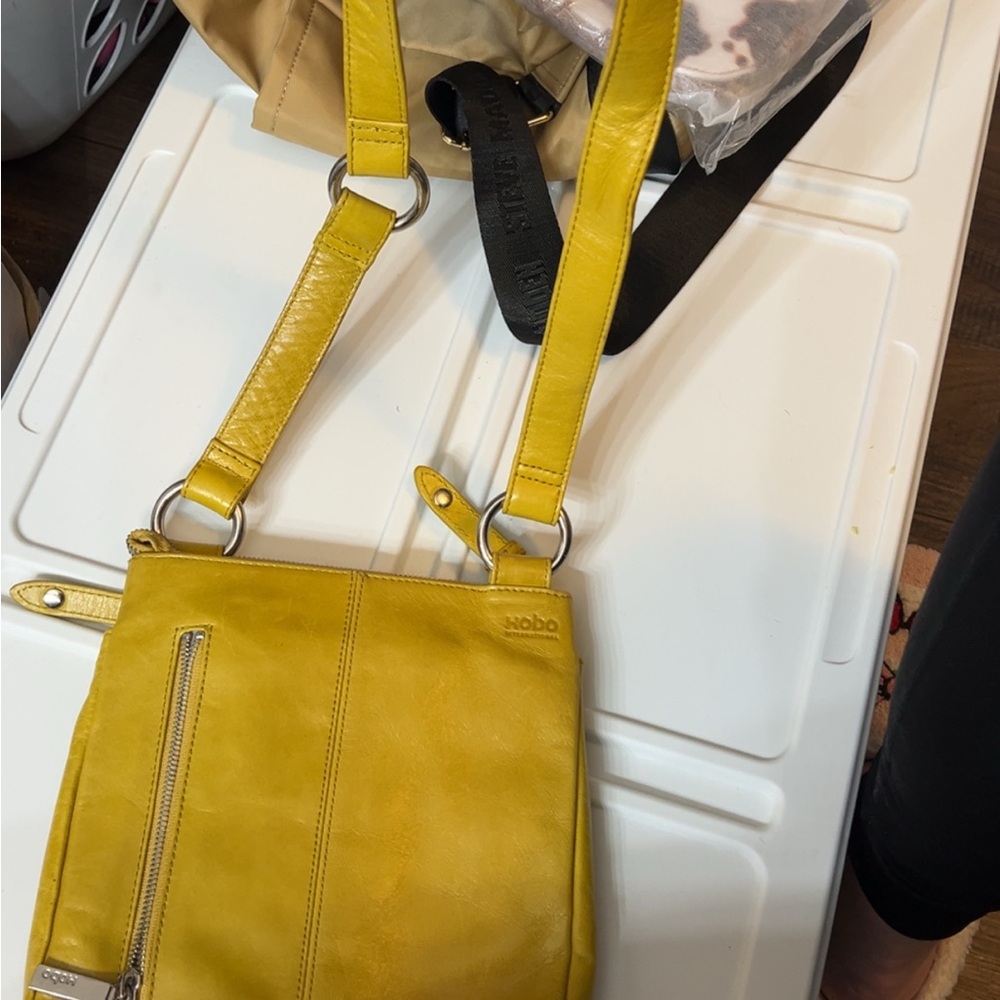 HOBO Yellow Hobo Bag with Adjustable Strap and Gold Hardware